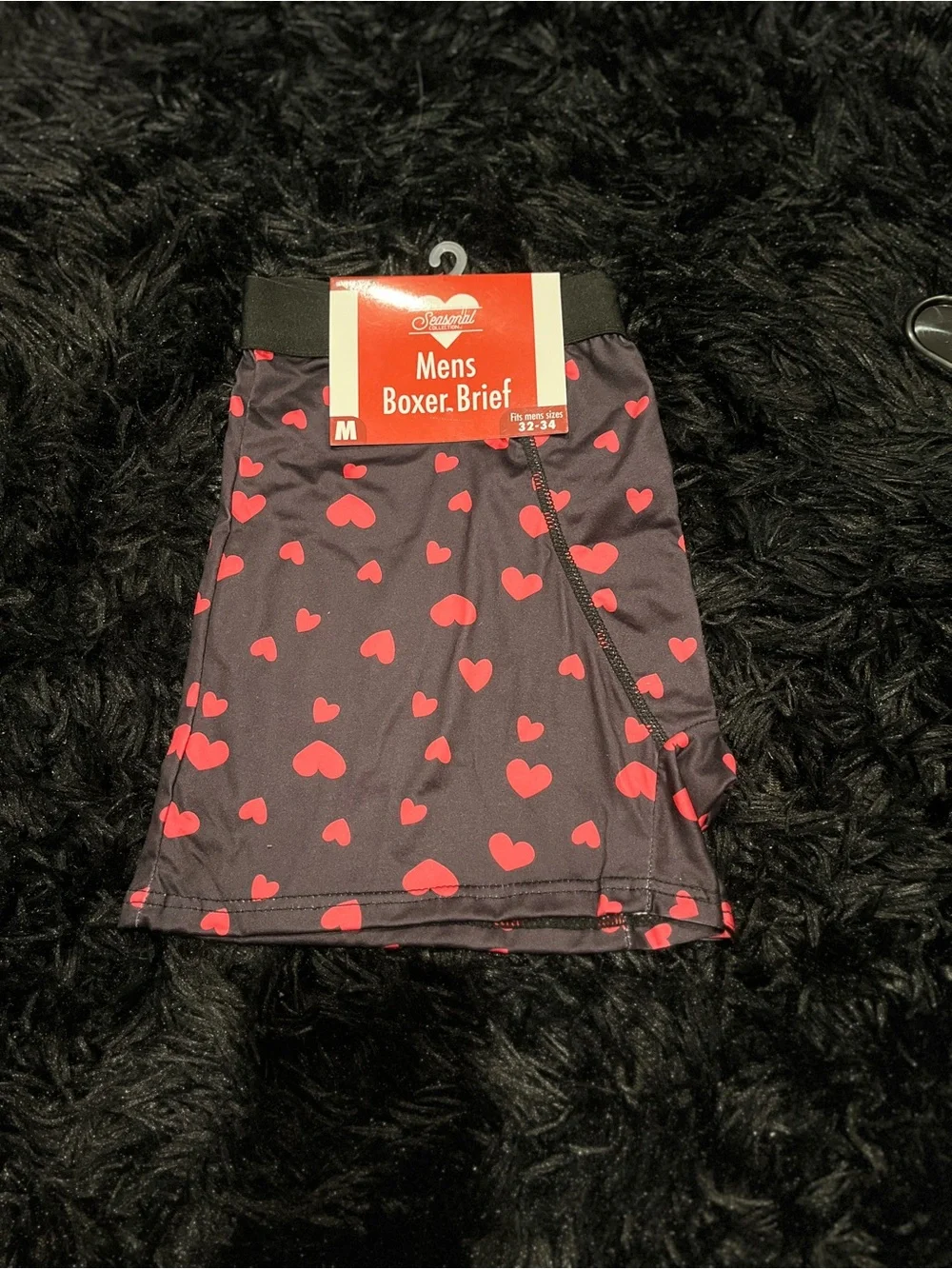 Mens Boxer Briefs with Red Heart Print Size M
